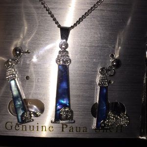 Genuine Paua shell necklace and earrings set